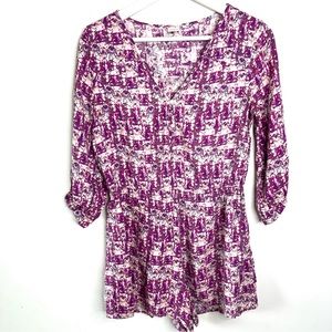 Wild Pearl Romper 3/4 Sleeves Purple Size Small